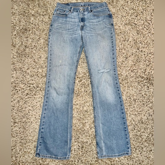 VINTAGE Y2K Levi's 515 Low Rise Stretch Stone Wash Bootcut Jeans Size 10 Long - Picture 2 of 11